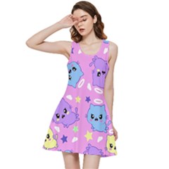 Seamless Pattern With Cute Kawaii Kittens Inside Out Racerback Dress by Grandong