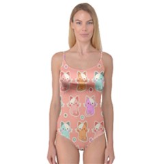 Cute Kawaii Kittens Seamless Pattern Camisole Leotard  by Grandong