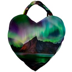 Aurora Borealis Nature Sky Light Giant Heart Shaped Tote by Grandong