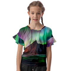 Aurora Borealis Nature Sky Light Kids  Cut Out Flutter Sleeves by Grandong