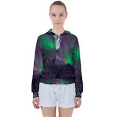 Aurora Northern Lights Phenomenon Atmosphere Sky Women s Tie Up Sweat by Grandong