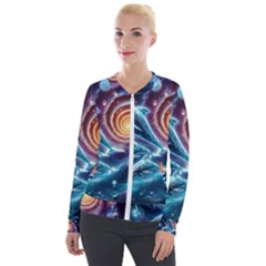 Dolphins Fantasy Velvet Zip Up Jacket by Ravend