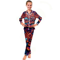 Flowers Painting Kids  Satin Long Sleeve Pajamas Set by Ravend