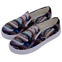 Fantasy Psychedelic Building Spiral Kids  Canvas Slip Ons by Ravend