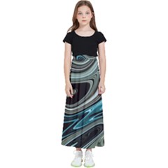 Abstract Waves Background Wallpaper Kids  Flared Maxi Skirt by Ravend