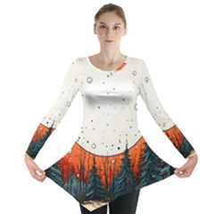 Moon Night Nature Dream Sky Long Sleeve Tunic  by Vaneshop