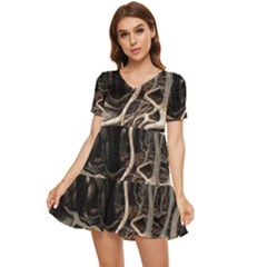 Tree Nature Landscape Forest Tiered Short Sleeve Babydoll Dress by Vaneshop