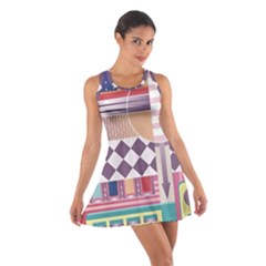 Abstract Shapes Colors Gradient Cotton Racerback Dress by Vaneshop