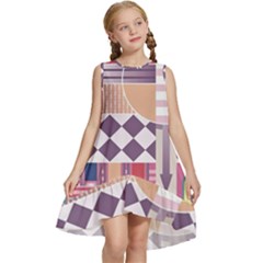 Abstract Shapes Colors Gradient Kids  Frill Swing Dress by Vaneshop