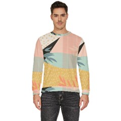 Leaves Pattern Design Colorful Decorative Texture Men s Fleece Sweatshirt by Vaneshop