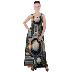 Illustrations Technology Robot Internet Processor Empire Waist Velour Maxi Dress by Vaneshop