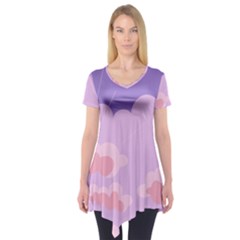 Sky Nature Sunset Clouds Space Fantasy Sunrise Short Sleeve Tunic  by Vaneshop