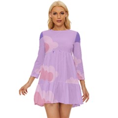 Sky Nature Sunset Clouds Space Fantasy Sunrise Long Sleeve Babydoll Dress by Vaneshop