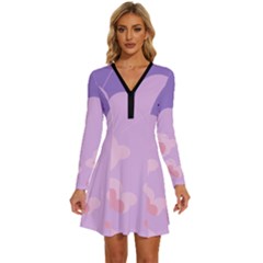 Sky Nature Sunset Clouds Space Fantasy Sunrise Long Sleeve Deep V Mini Dress  by Vaneshop