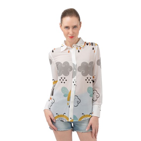 Art Pattern Design Wallpaper Background Print Long Sleeve Chiffon Shirt by Vaneshop