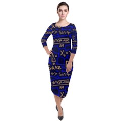 Art Pattern Design Background Graphic Quarter Sleeve Midi Velour Bodycon Dress by Vaneshop