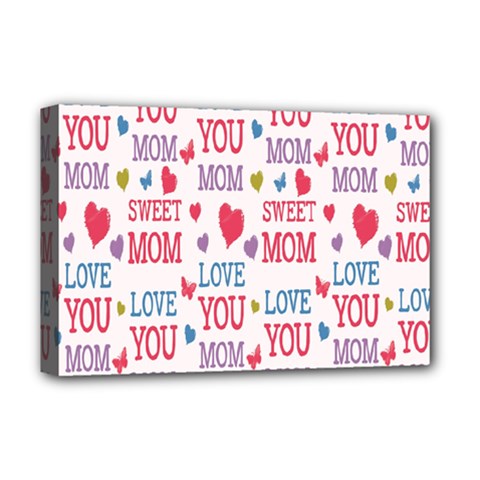 Love Mom Happy Mothers Day I Love Mom Graphic Deluxe Canvas 18  X 12  (stretched) by Vaneshop