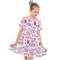 Love Mom Happy Mothers Day I Love Mom Graphic Kids  Short Sleeve Shirt Dress by Vaneshop