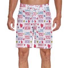 Love Mom Happy Mothers Day I Love Mom Graphic Men s Beach Shorts by Vaneshop