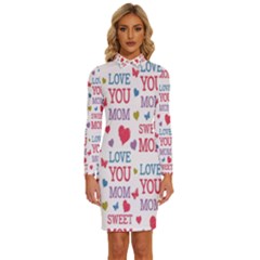 Love Mom Happy Mothers Day I Love Mom Graphic Long Sleeve Shirt Collar Bodycon Dress by Vaneshop