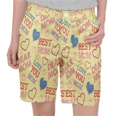 Love Mom Happy Mothers Day I Love Mom Graphic Pattern Women s Pocket Shorts by Vaneshop