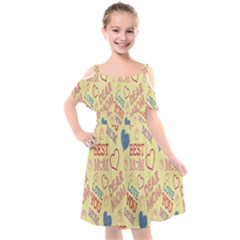 Love Mom Happy Mothers Day I Love Mom Graphic Pattern Kids  Cut Out Shoulders Chiffon Dress by Vaneshop