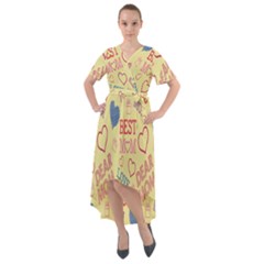 Love Mom Happy Mothers Day I Love Mom Graphic Pattern Front Wrap High Low Dress by Vaneshop