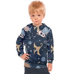 Space Theme Art Pattern Design Wallpaper Kids  Hooded Pullover by Vaneshop