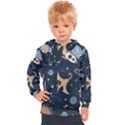 Space Theme Art Pattern Design Wallpaper Kids  Hooded Pullover View1