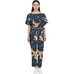 Space Theme Art Pattern Design Wallpaper Batwing Lightweight Chiffon Jumpsuit by Vaneshop