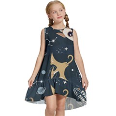 Space Theme Art Pattern Design Wallpaper Kids  Frill Swing Dress by Vaneshop