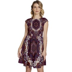 Rosette Kaleidoscope Mosaic Abstract Background Cap Sleeve High Waist Dress by Vaneshop