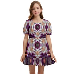 Rosette Kaleidoscope Mosaic Abstract Background Art Kids  Short Sleeve Dolly Dress by Vaneshop