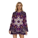 Rosette Kaleidoscope Mosaic Abstract Background Art Round Neck Long Sleeve Bohemian Style Chiffon Mini Dress View1