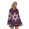 Rosette Kaleidoscope Mosaic Abstract Background Art Round Neck Long Sleeve Bohemian Style Chiffon Mini Dress View3