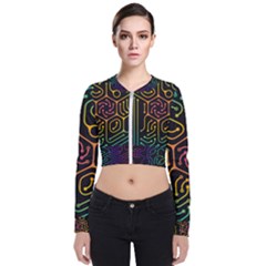 Circuit Hexagonal Geometric Pattern Background Pattern Long Sleeve Zip Up Bomber Jacket by Vaneshop