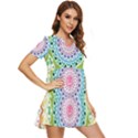 Mandala Pattern Rainbow Pride Tiered Short Sleeve Babydoll Dress View2