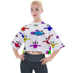 Fish Swim Cartoon Funnycute Mock Neck T-shirt by Sapixe