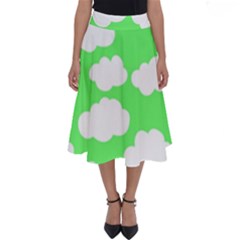 Cute Clouds Green Neon Perfect Length Midi Skirt by ConteMonfrey