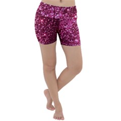 Pink Glitter Lightweight Velour Yoga Shorts by Amaryn4rt