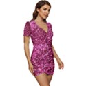 Pink Glitter Low Cut Cap Sleeve Mini Dress View3