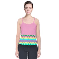 Easter Chevron Pattern Stripes Velvet Spaghetti Strap Top by Amaryn4rt