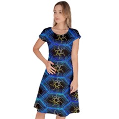 Blue Bee Hive Pattern Classic Short Sleeve Dress by Amaryn4rt