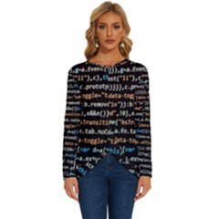 Close Up Code Coding Computer Long Sleeve Crew Neck Pullover Top by Amaryn4rt