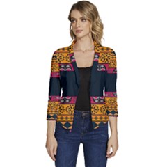 Pattern Ornaments Africa Safari Summer Graphic Women s Casual 3/4 Sleeve Spring Jacket by Amaryn4rt