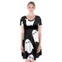 Ghost Halloween Pattern Short Sleeve V-neck Flare Dress View1