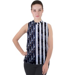 Architecture-building-pattern Mock Neck Chiffon Sleeveless Top by Amaryn4rt