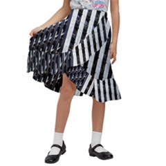 Architecture-building-pattern Kids  Ruffle Flared Wrap Midi Skirt by Amaryn4rt