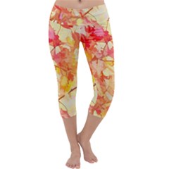 Monotype Art Pattern Leaves Colored Autumn Capri Yoga Leggings by Amaryn4rt