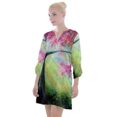 Forests Stunning Glimmer Paintings Sunlight Blooms Plants Love Seasons Traditional Art Flowers Sunsh Open Neck Shift Dress by Amaryn4rt